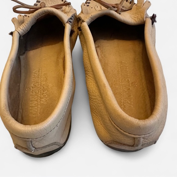 Minnetonka Tan Moccasins with Fringe Detailing - Picture 3 of 8
